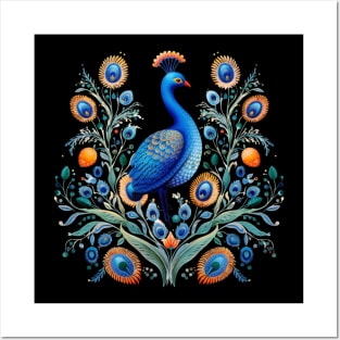 A Cute Peacock Scandinavian Art Style Posters and Art